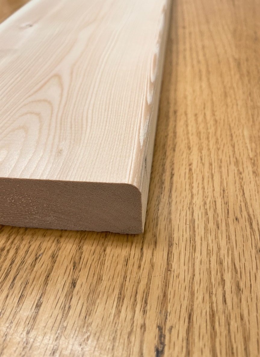 Wood decking board with rounded edge, milled at Horsefly Wood Products